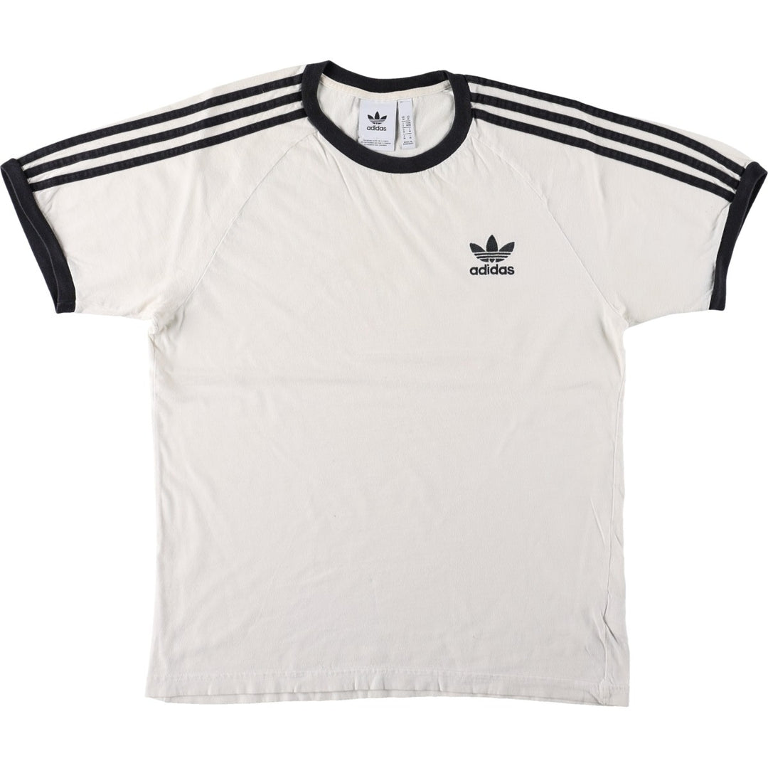 Adidas logo T-shirt, men's size M cotton white type Vintage Second Hand