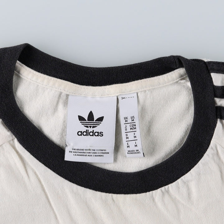 Adidas logo T-shirt, men's size M cotton white type Vintage Second Hand