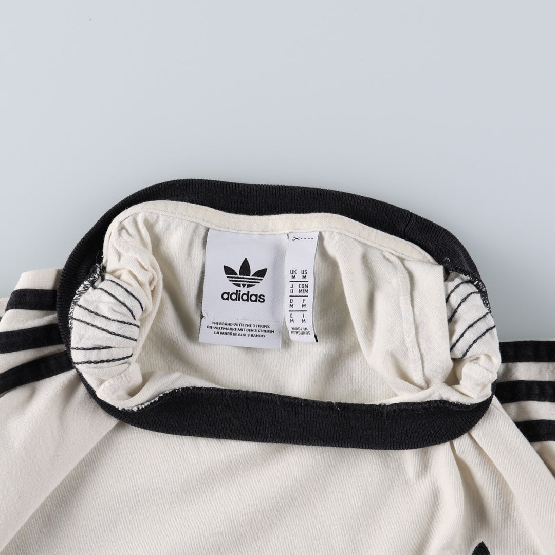 Adidas logo T-shirt, men's size M cotton white type Vintage Second Hand