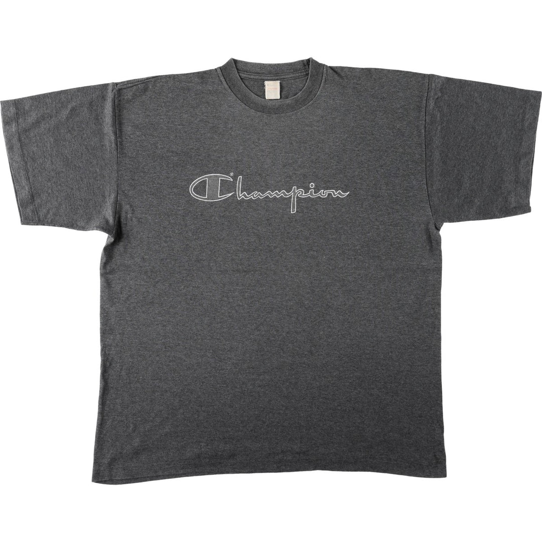 80'S Champion logo print t-shirt, men's size XXL equivalent, vintage. cotton Charcoal Vintage Second Hand