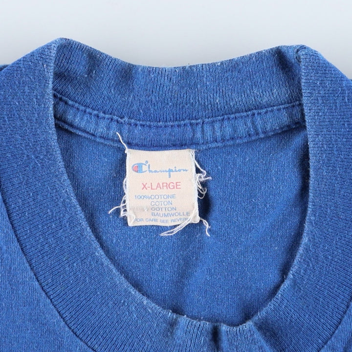 80'S Champion logo print t-shirt, men's size XL equivalent, vintage. cotton blue type Vintage Second Hand