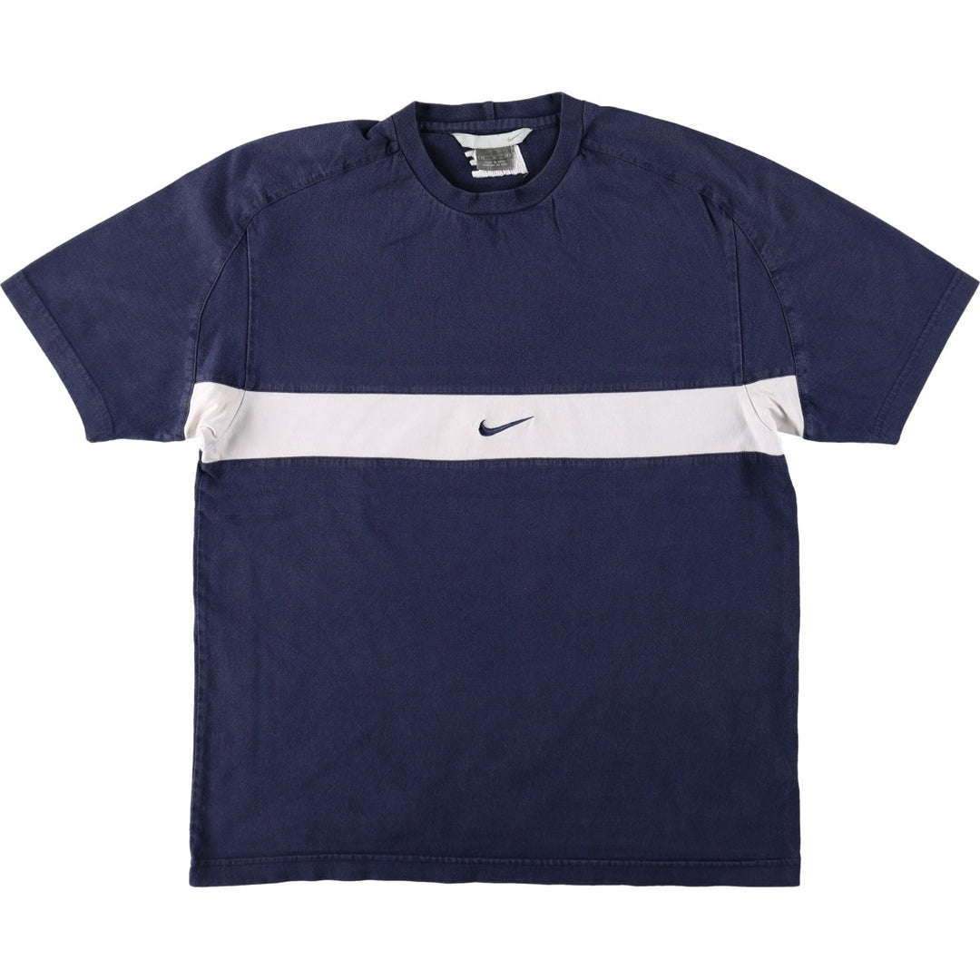 00'S Nike Logo T-shirt, Men's M size cotton navy blue type Vintage Second Hand
