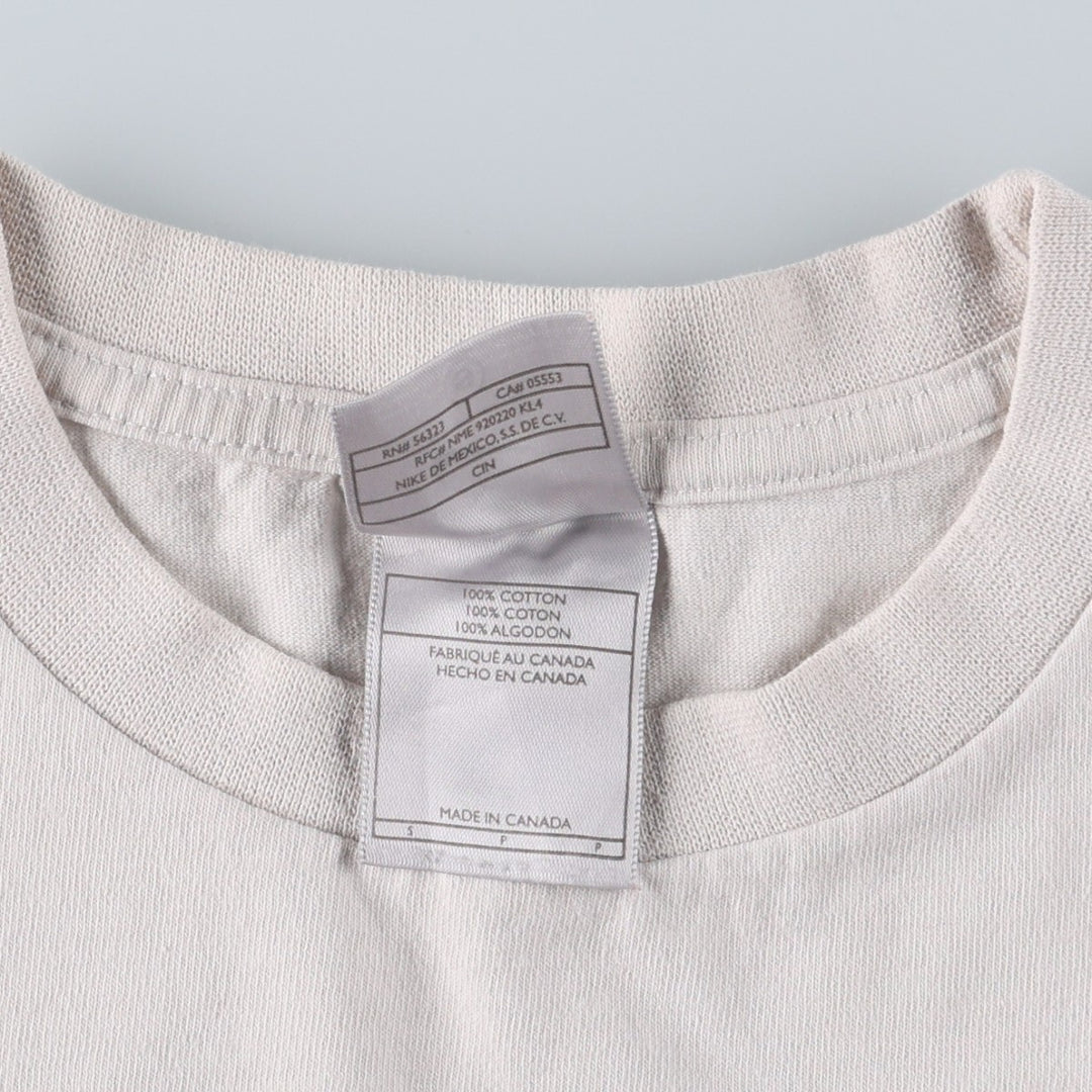 Nike logo t-shirt, made in Canada, men's size S (approx.) cotton white type Vintage Second Hand