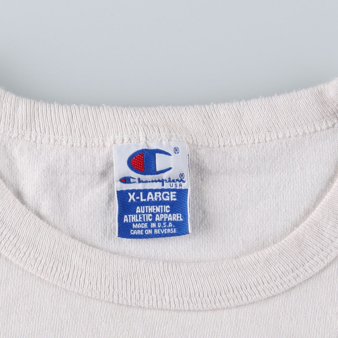 90'S Champion Authentic Athletic Apparel Logo Print T-Shirt Made in USA Men's XL Vintage cotton white type Vintage Second Hand