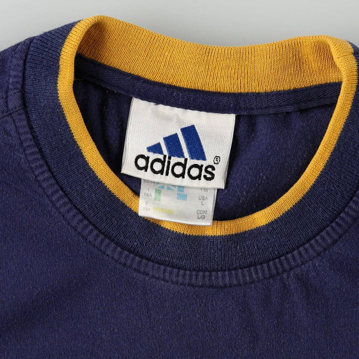 Vintage 90'S Adidas logo T-shirt, size L, men's cotton navy blue type Vintage Second Hand
