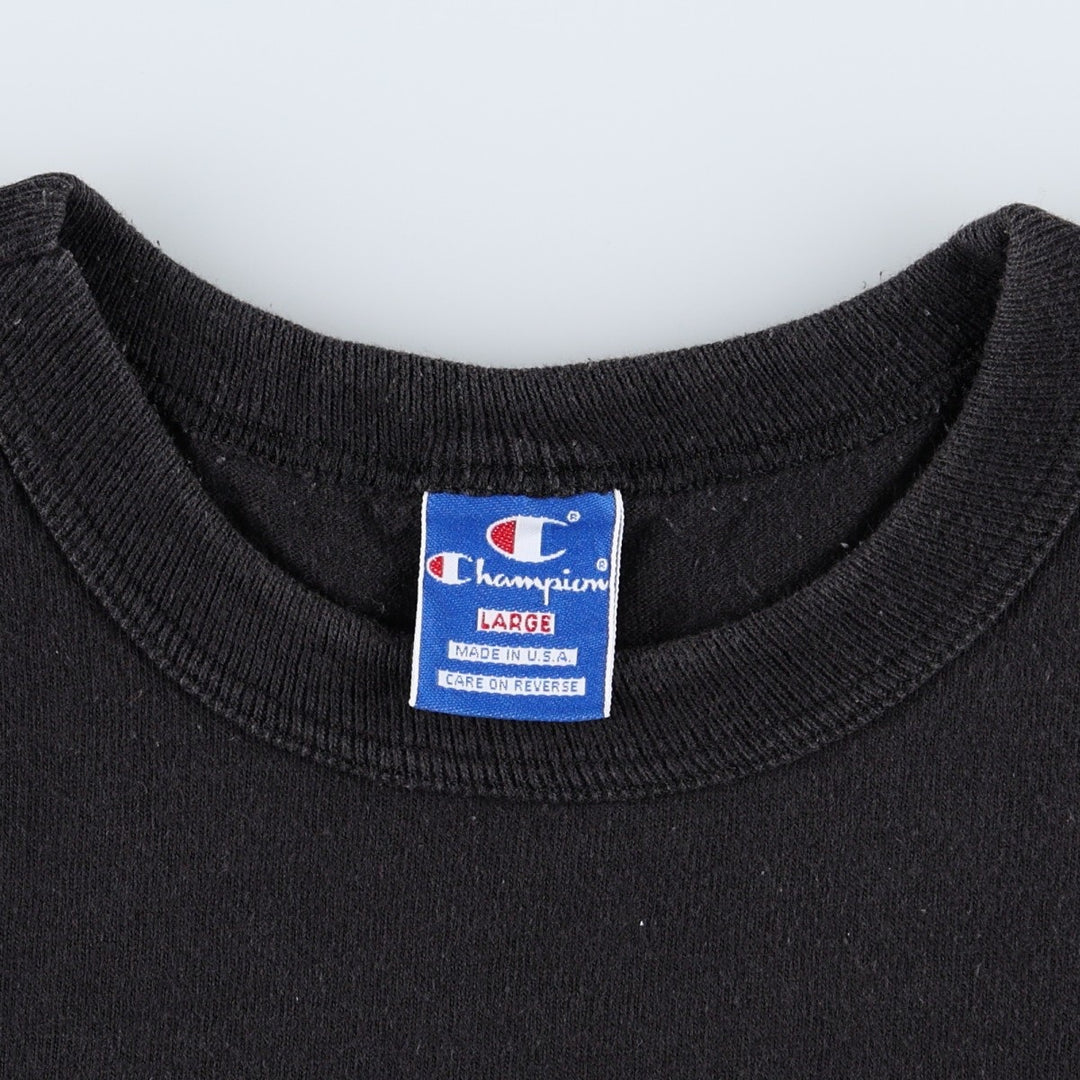 90'S Champion logo print t-shirt, made in USA, men's size L equivalent, vintage. cotton black type Vintage Second Hand