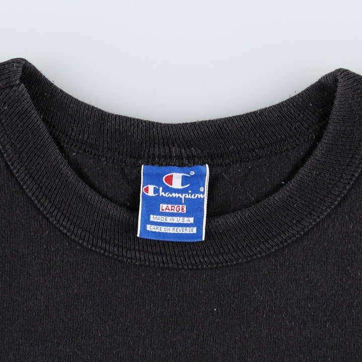 90'S Champion logo print t-shirt, made in USA, men's size L equivalent, vintage. cotton black type Vintage Second Hand