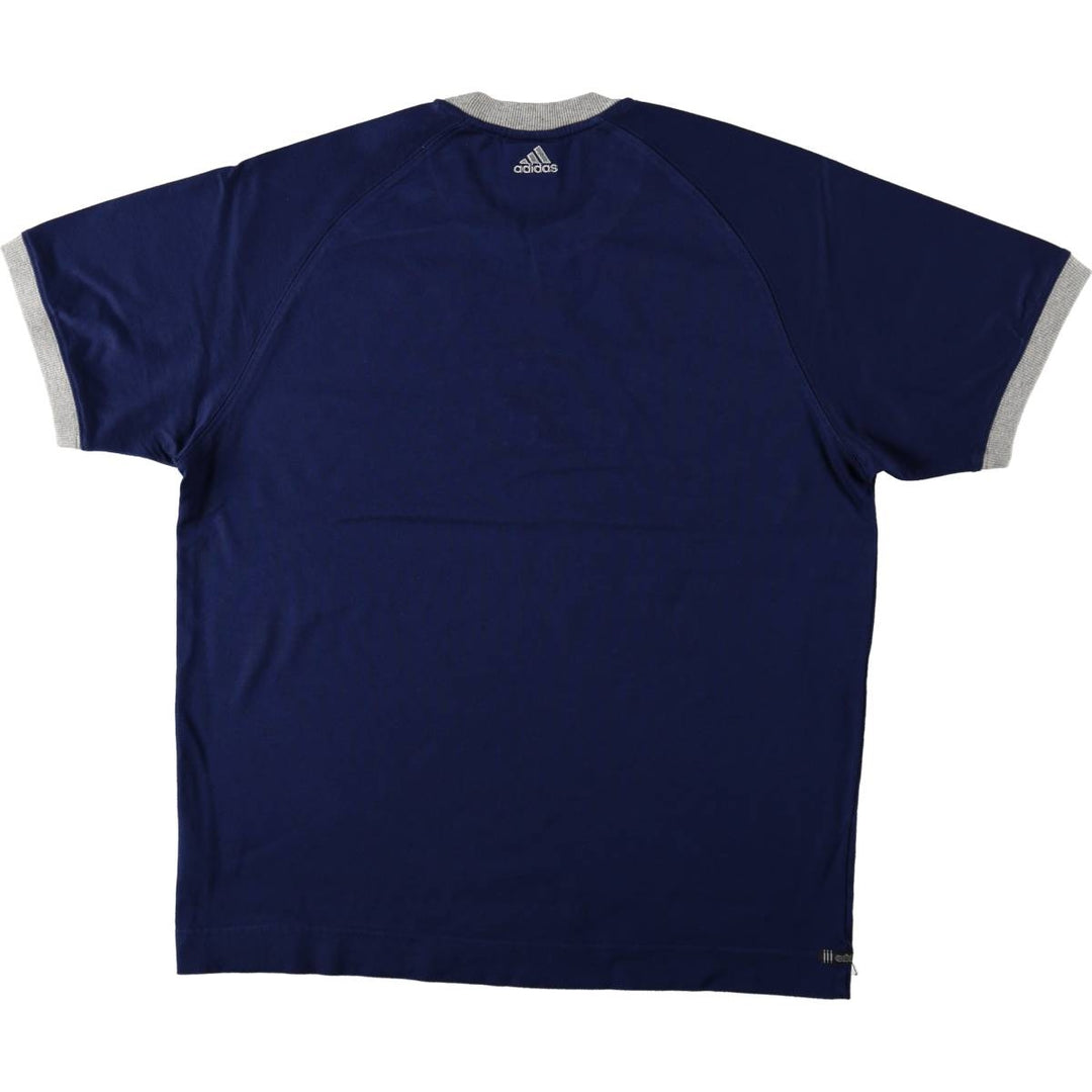 Adidas logo embroidered ringer t-shirt, made in China, men's size XL. cotton navy blue type Vintage Second Hand