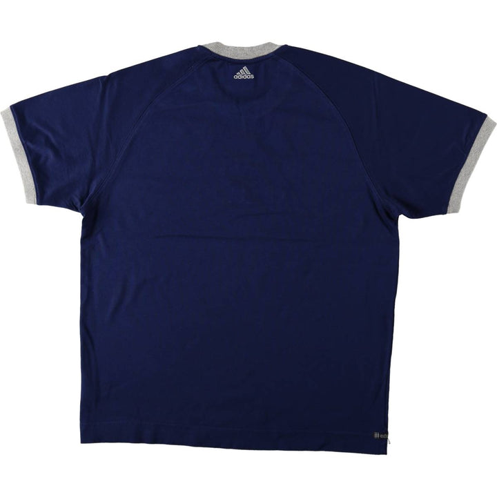 Adidas logo embroidered ringer t-shirt, made in China, men's size XL. cotton navy blue type Vintage Second Hand