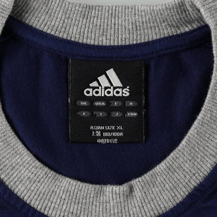 Adidas logo embroidered ringer t-shirt, made in China, men's size XL. cotton navy blue type Vintage Second Hand