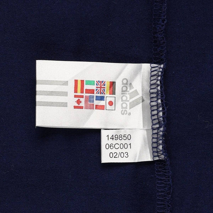 Adidas logo embroidered ringer t-shirt, made in China, men's size XL. cotton navy blue type Vintage Second Hand