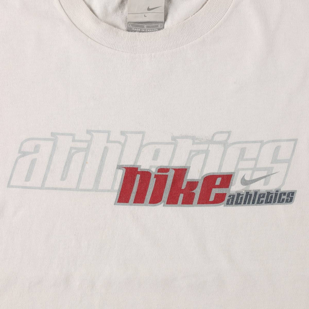 90'S Nike Logo Print T-Shirt, Made in Canada, Men's Size L (approx.), Vintage cotton white type Vintage Second Hand