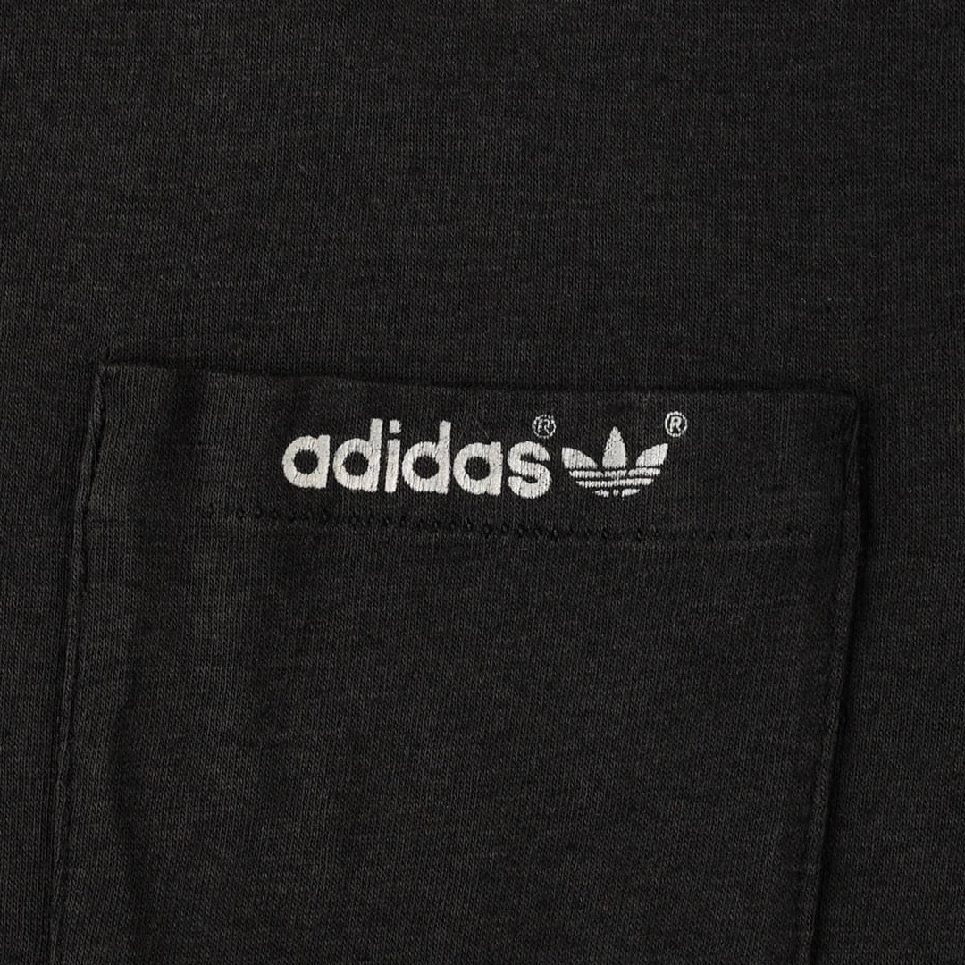 80'S Adidas logo print t-shirt, made in USA, men's size L equivalent, vintage. polyester black type Vintage Second Hand