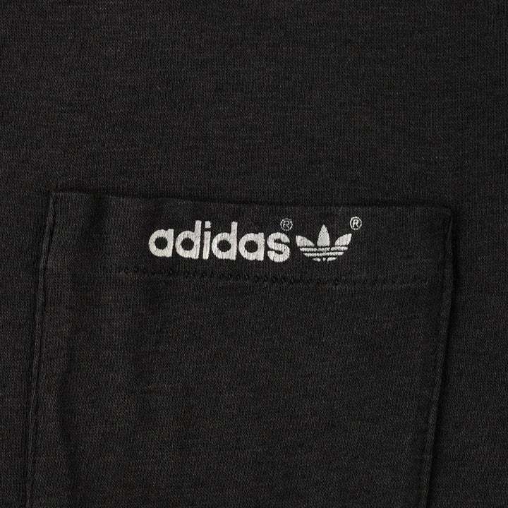 80'S Adidas logo print t-shirt, made in USA, men's size L equivalent, vintage. polyester black type Vintage Second Hand
