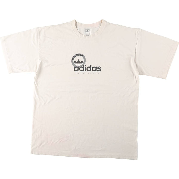 Adidas logo print T-shirt, men's XL size cotton white type Vintage Second Hand
