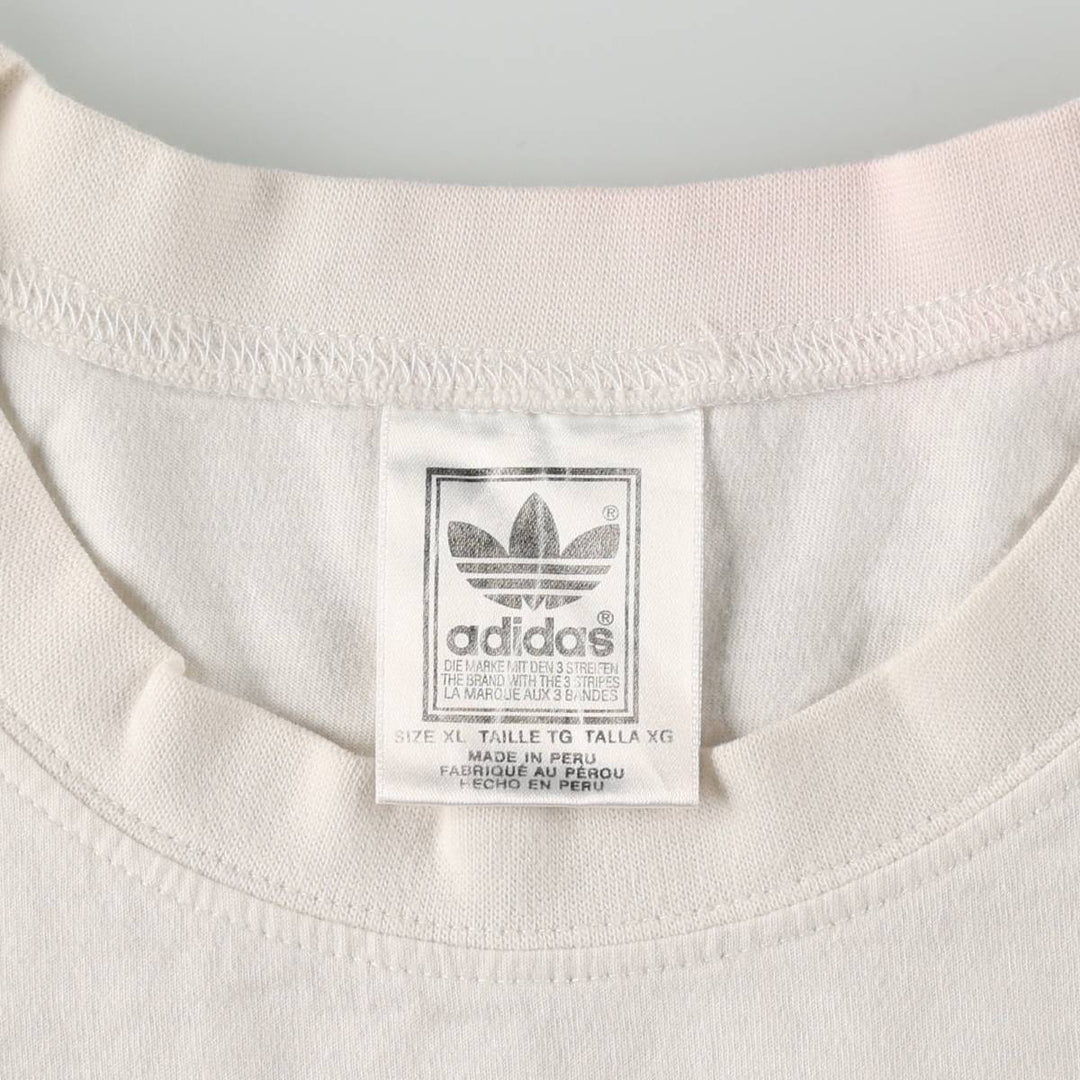 Adidas logo print T-shirt, men's XL size cotton white type Vintage Second Hand