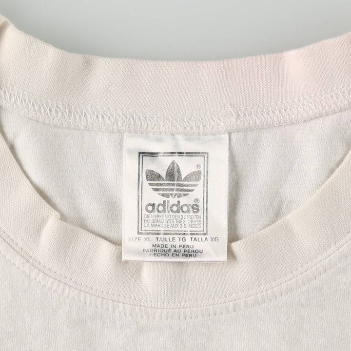 Adidas logo print T-shirt, men's XL size cotton white type Vintage Second Hand
