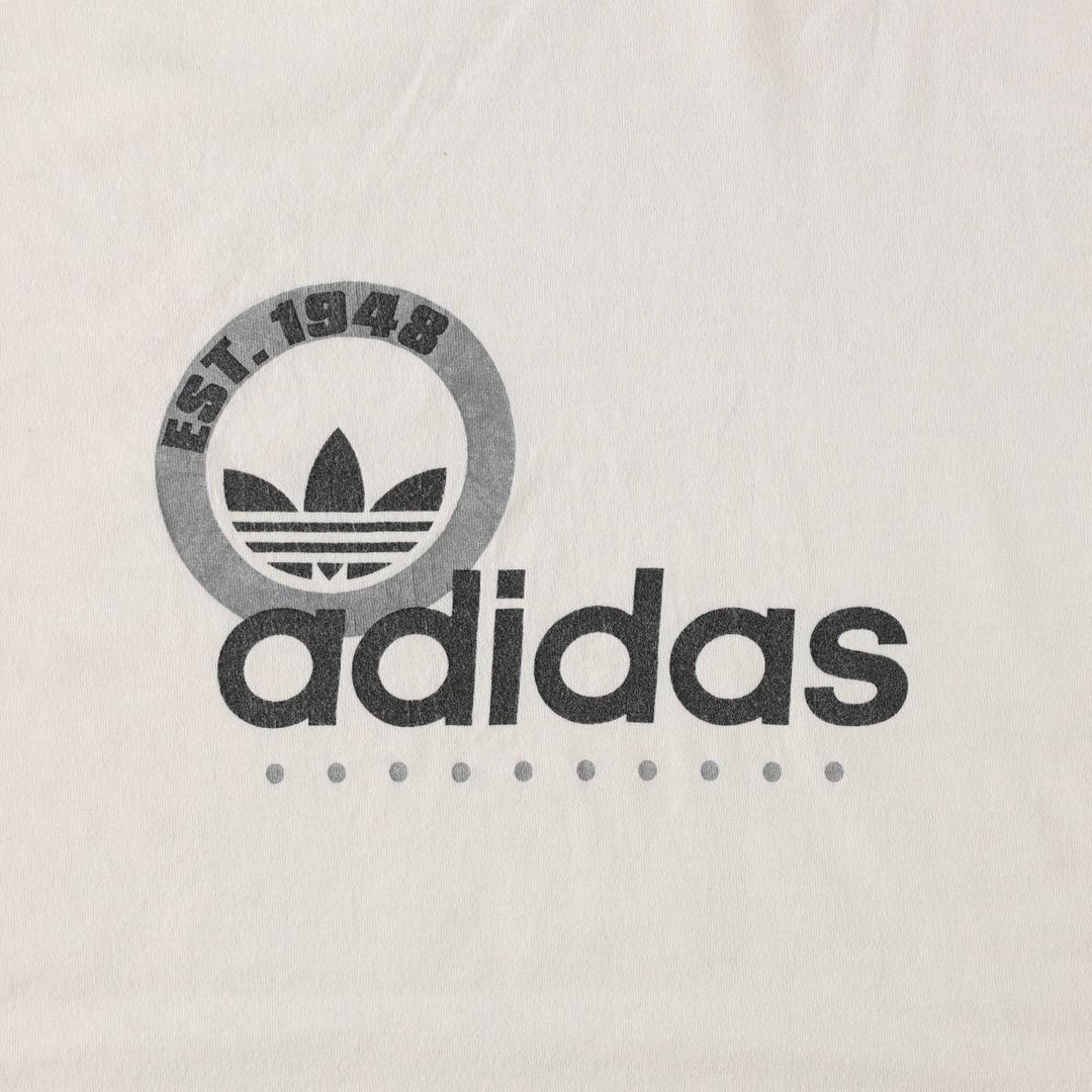 Adidas logo print T-shirt, men's XL size cotton white type Vintage Second Hand