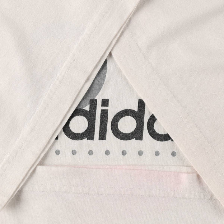 Adidas logo print T-shirt, men's XL size cotton white type Vintage Second Hand