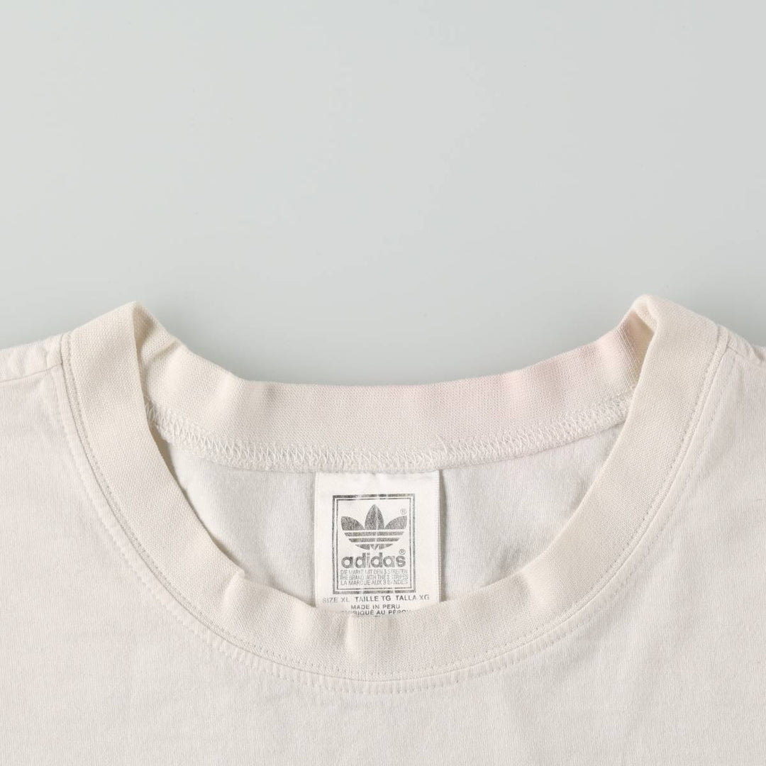 Adidas logo print T-shirt, men's XL size cotton white type Vintage Second Hand