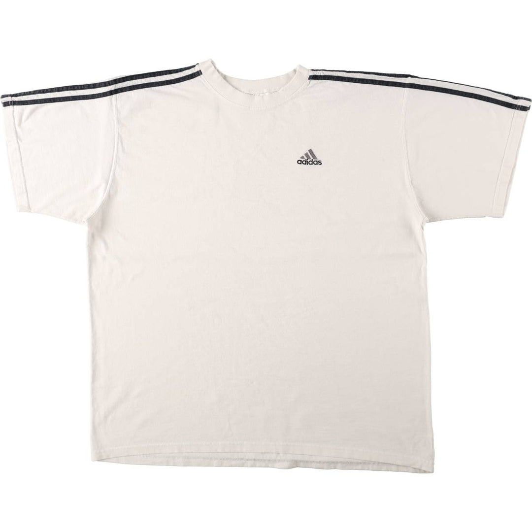 Adidas logo t-shirt, made in USA, men's size L (approx.) cotton white type Vintage Second Hand