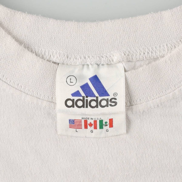 Adidas logo t-shirt, made in USA, men's size L (approx.) cotton white type Vintage Second Hand