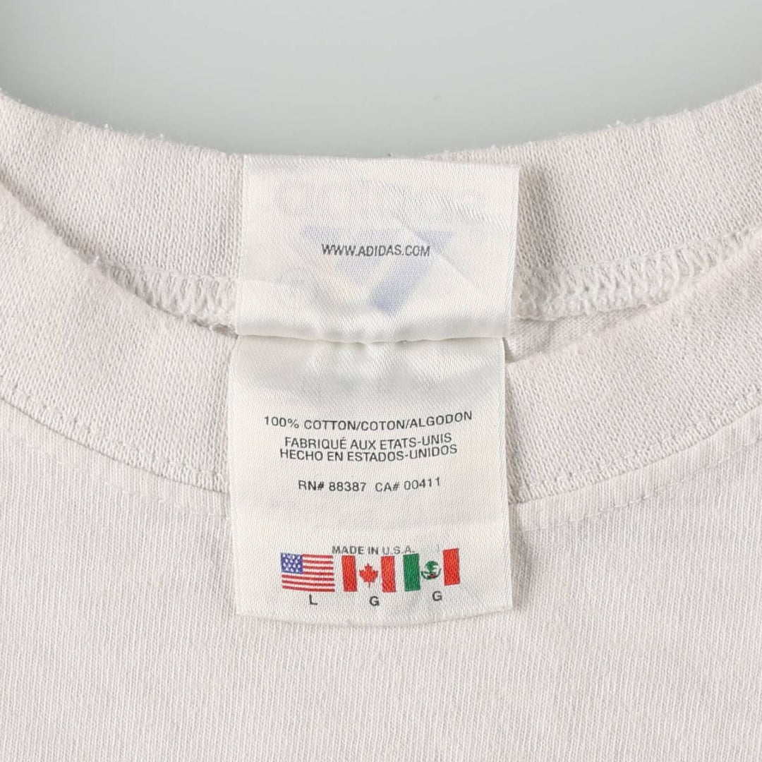 Adidas logo t-shirt, made in USA, men's size L (approx.) cotton white type Vintage Second Hand