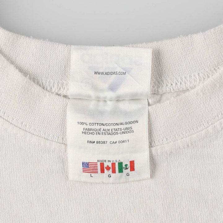 Adidas logo t-shirt, made in USA, men's size L (approx.) cotton white type Vintage Second Hand