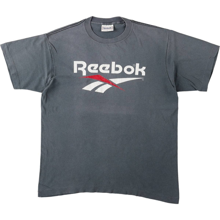 90'S Reebok sports print t-shirt, made in USA, men's size L equivalent, vintage. cotton navy blue type Vintage Second Hand