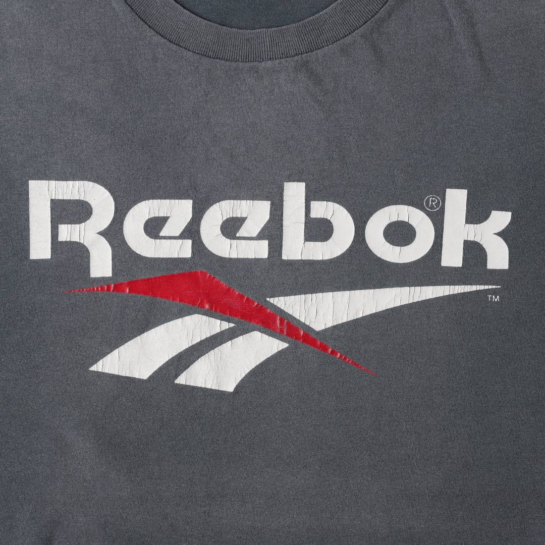 90'S Reebok sports print t-shirt, made in USA, men's size L equivalent, vintage. cotton navy blue type Vintage Second Hand