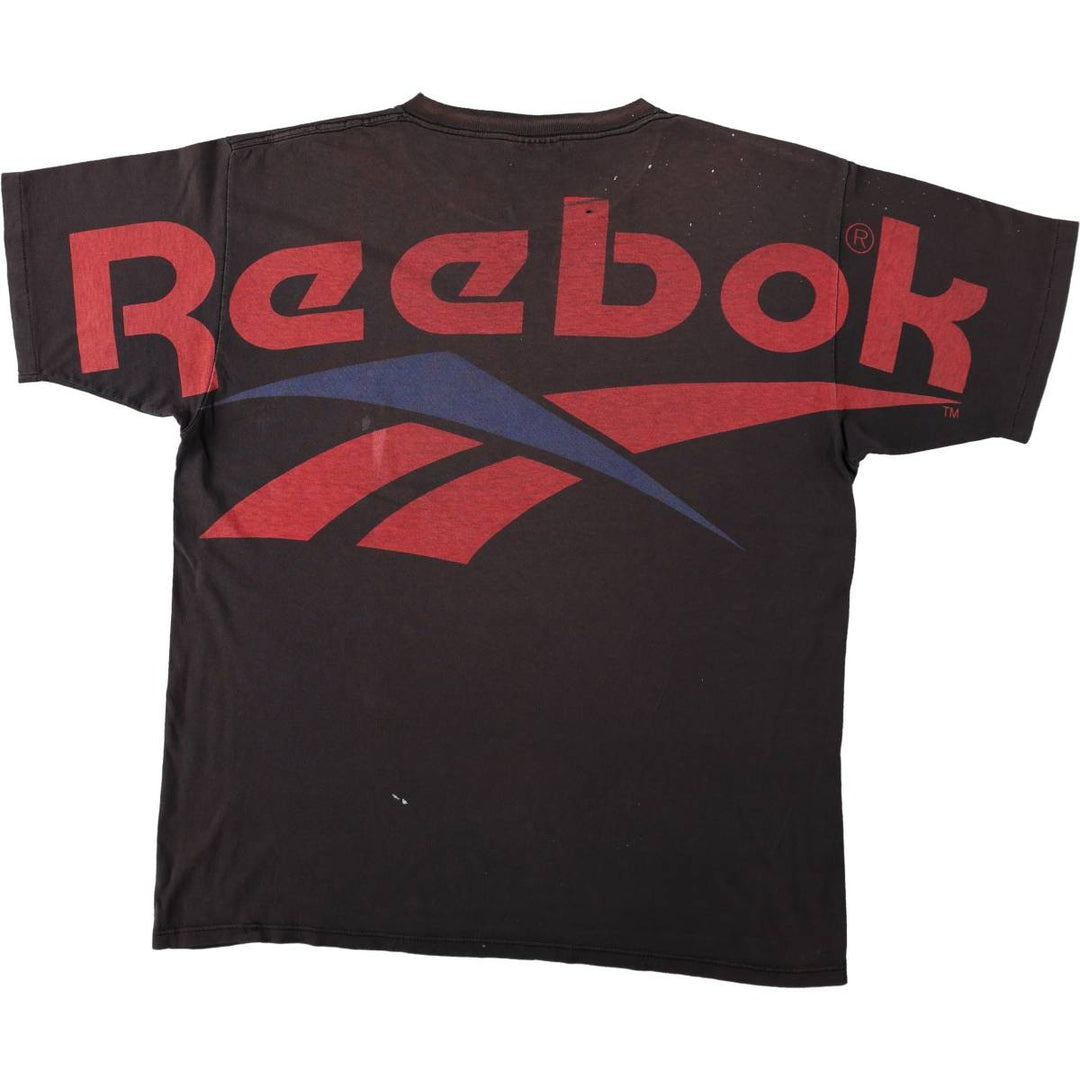90'S Reebok sports print t-shirt, made in USA, men's size XL (approx.), vintage. cotton Charcoal Vintage Second Hand