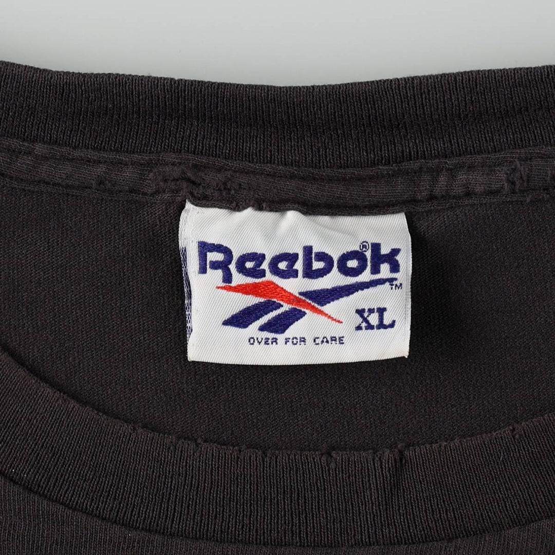 90'S Reebok sports print t-shirt, made in USA, men's size XL (approx.), vintage. cotton Charcoal Vintage Second Hand