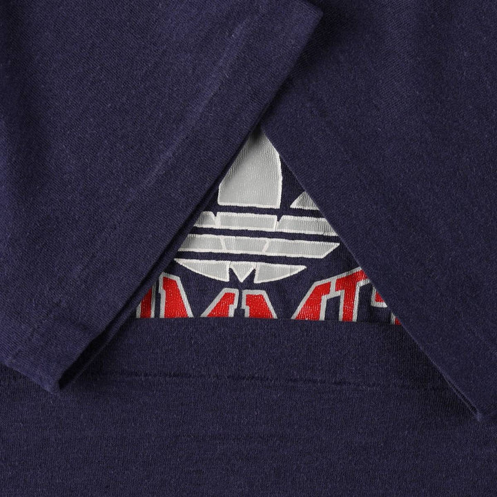 70s-80'S Adidas Trefoil Logo Print T-Shirt, Made in USA, Men's Size L (approx.), Vintage polyester navy blue type Vintage Second Hand