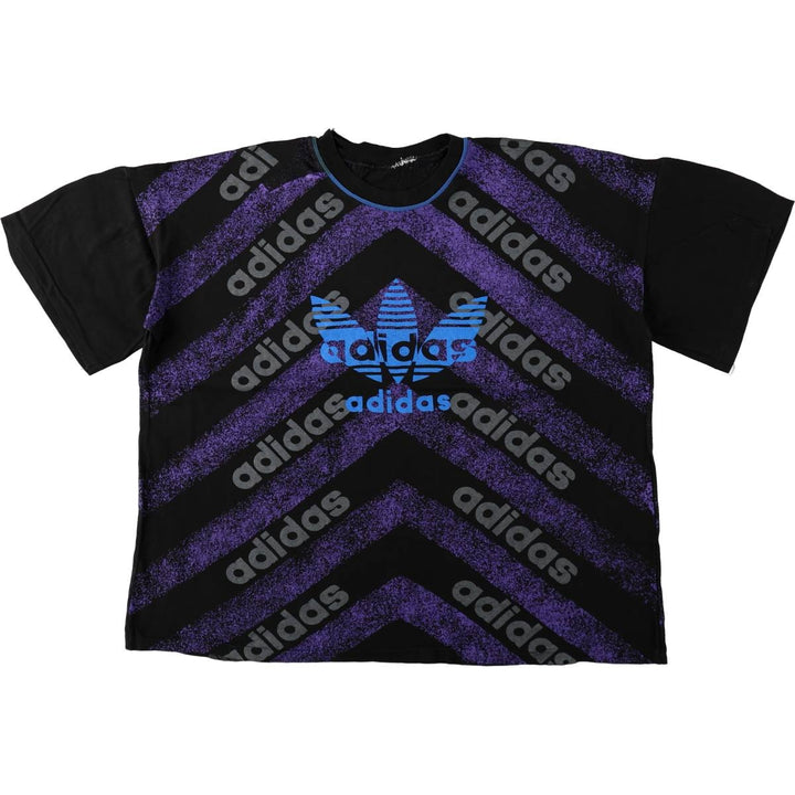 ~90'S Adidas Trefoil Logo Large Print T-Shirt, Men's Size L unclear black type Vintage Second Hand