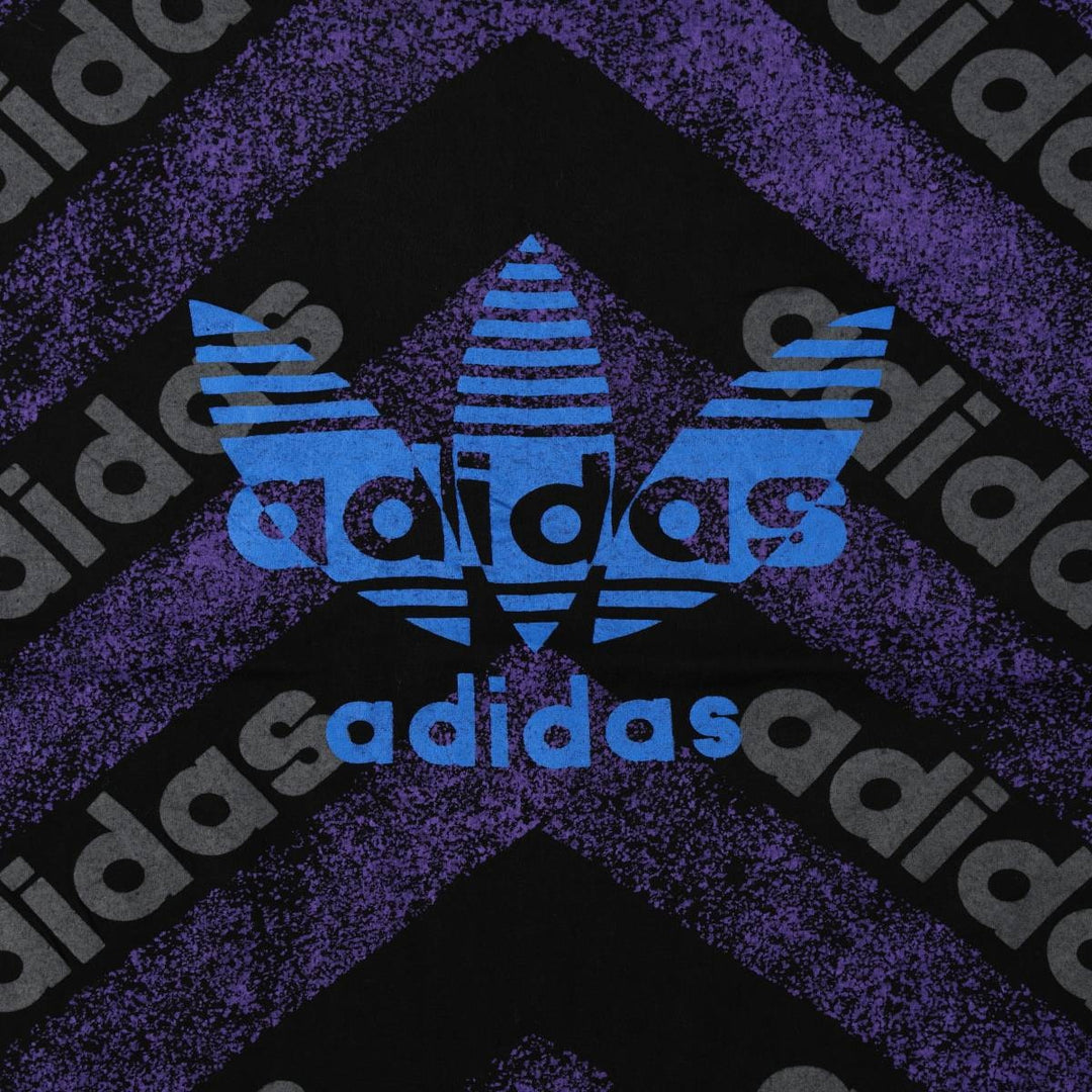 ~90'S Adidas Trefoil Logo Large Print T-Shirt, Men's Size L unclear black type Vintage Second Hand