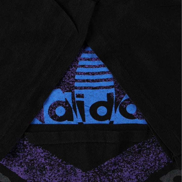 ~90'S Adidas Trefoil Logo Large Print T-Shirt, Men's Size L unclear black type Vintage Second Hand