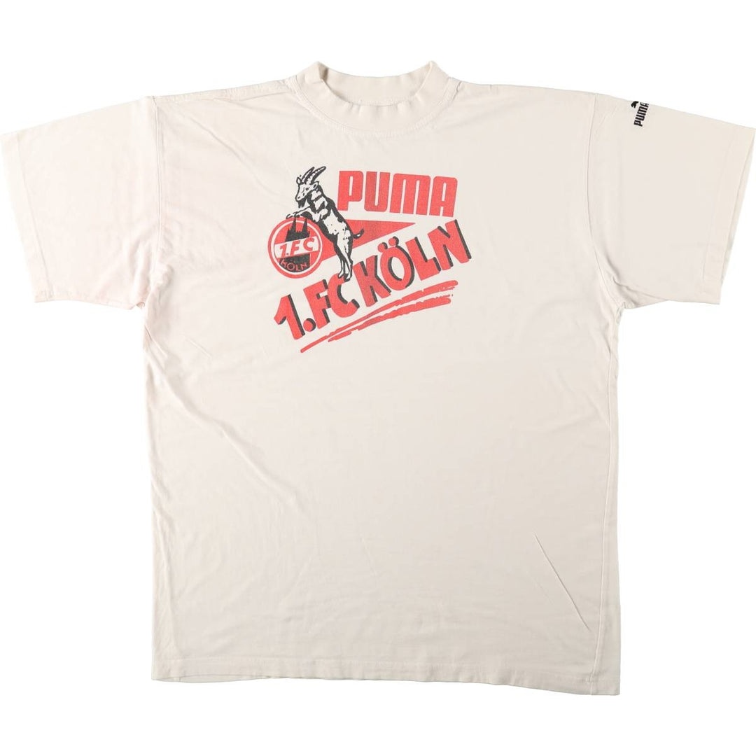 90'S Puma 1. FC Cologne Logo Print T-Shirt, Men's XXL (approx.), Vintage cotton white type Vintage Second Hand