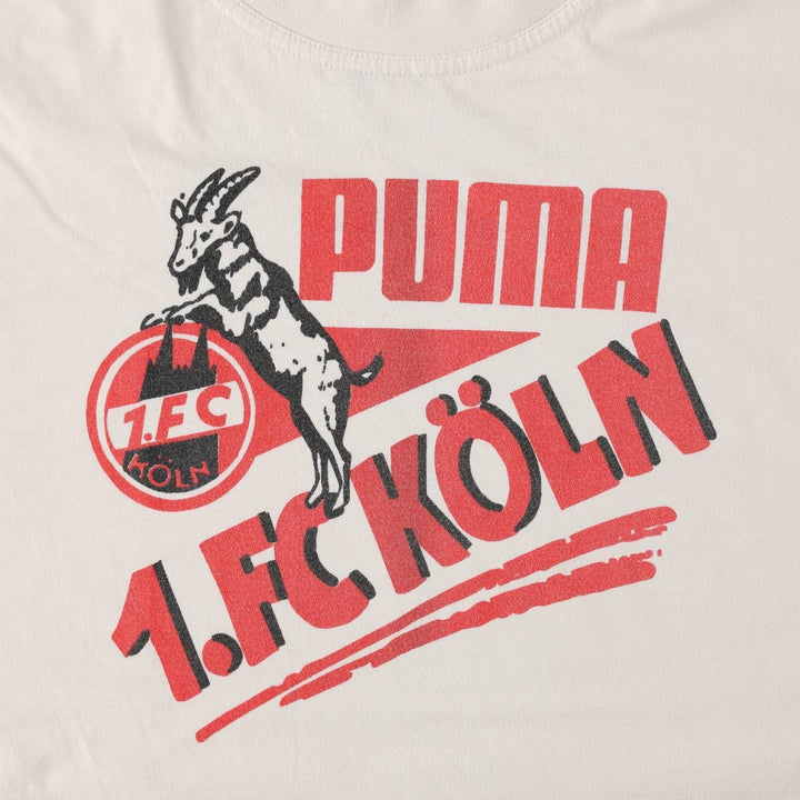 90'S Puma 1. FC Cologne Logo Print T-Shirt, Men's XXL (approx.), Vintage cotton white type Vintage Second Hand