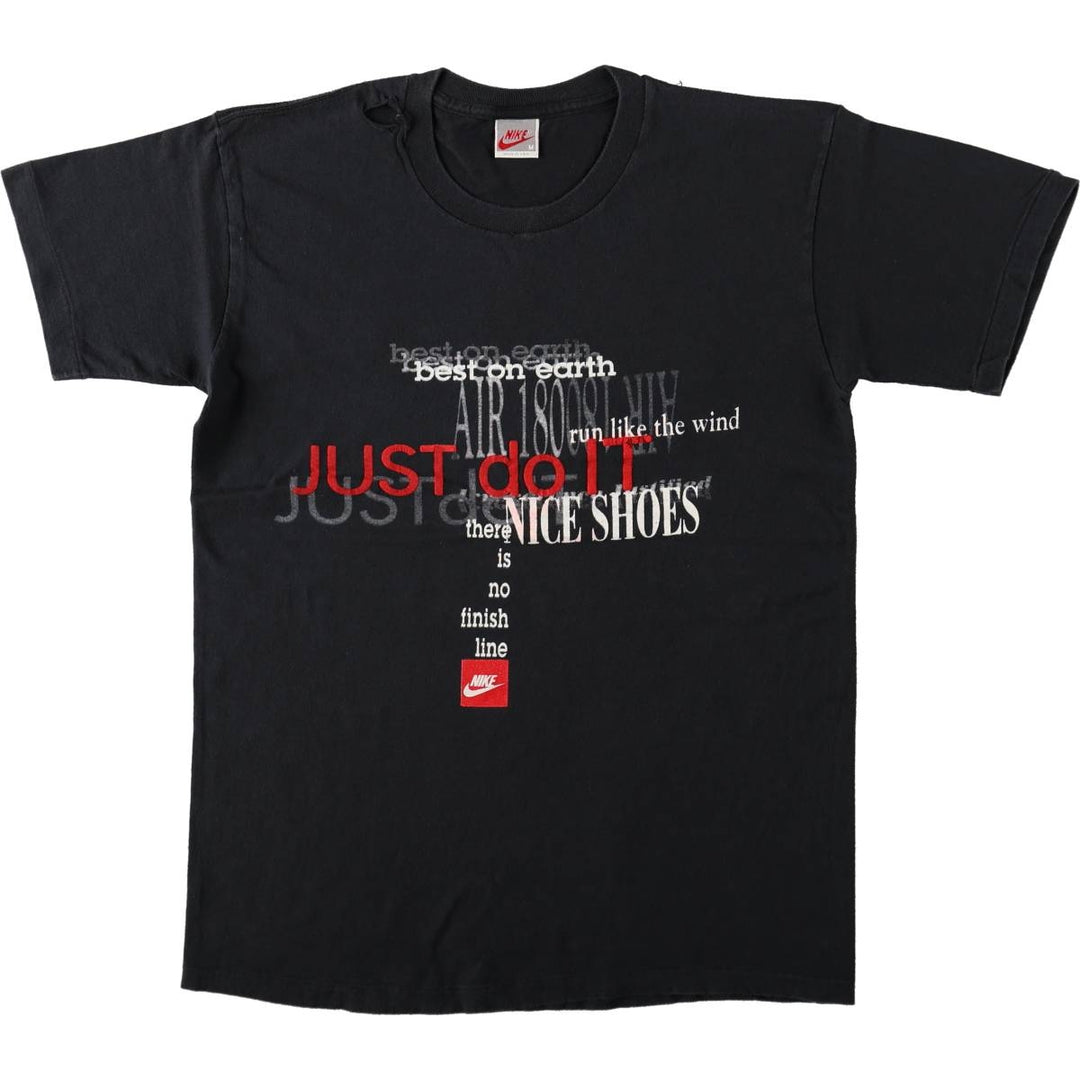 90'S Nike Silver Tag Printed T-Shirt, Made in USA, Men's Size M (approx.), Vintage cotton black type Vintage Second Hand
