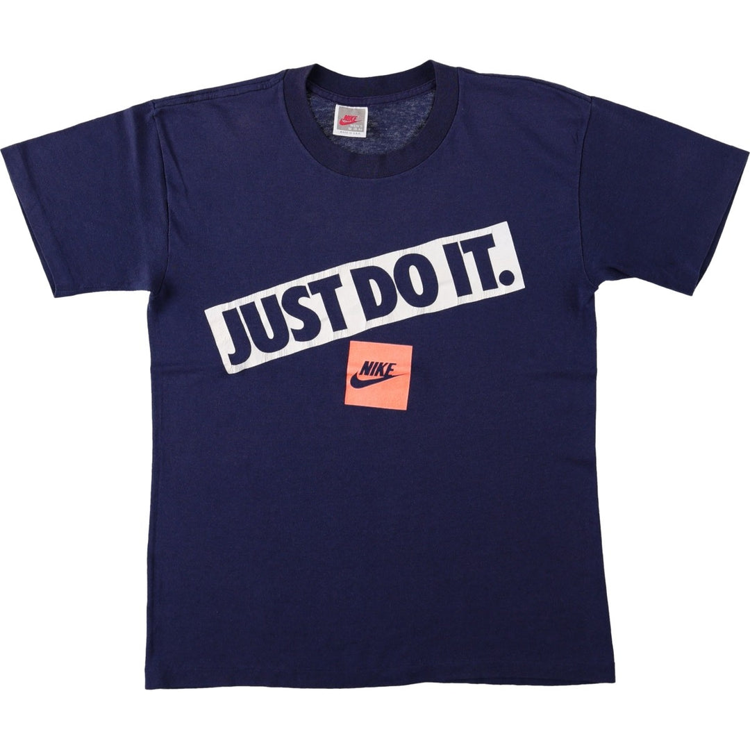 90'S Nike Logo Print T-Shirt, Made in USA, Men's Size M (approx.), Vintage cotton navy blue type Vintage Second Hand