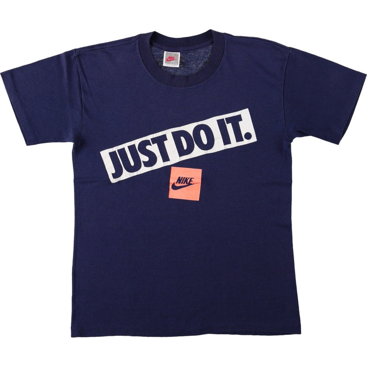 90'S Nike Logo Print T-Shirt, Made in USA, Men's Size M (approx.), Vintage cotton navy blue type Vintage Second Hand