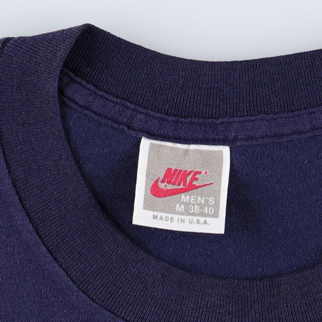 90'S Nike Logo Print T-Shirt, Made in USA, Men's Size M (approx.), Vintage cotton navy blue type Vintage Second Hand