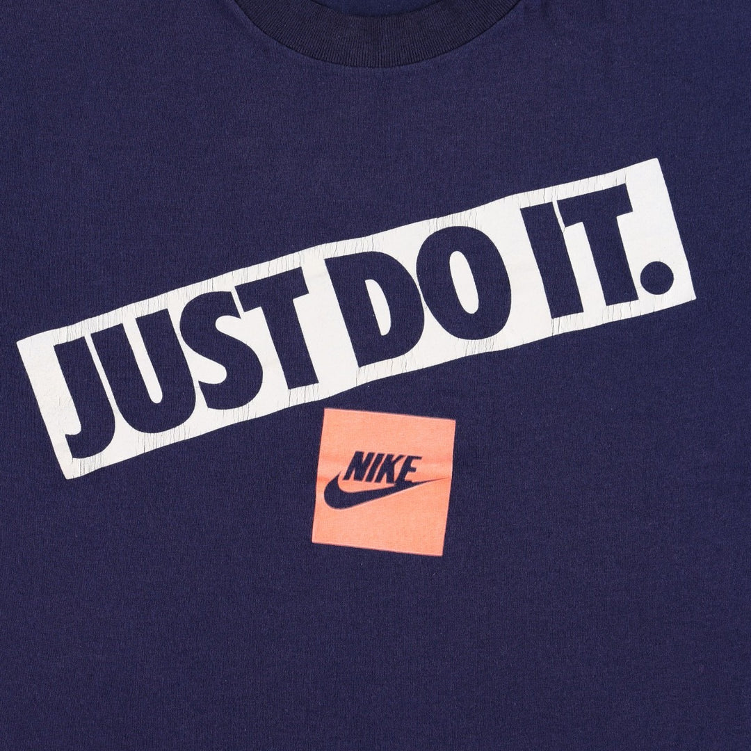 90'S Nike Logo Print T-Shirt, Made in USA, Men's Size M (approx.), Vintage cotton navy blue type Vintage Second Hand