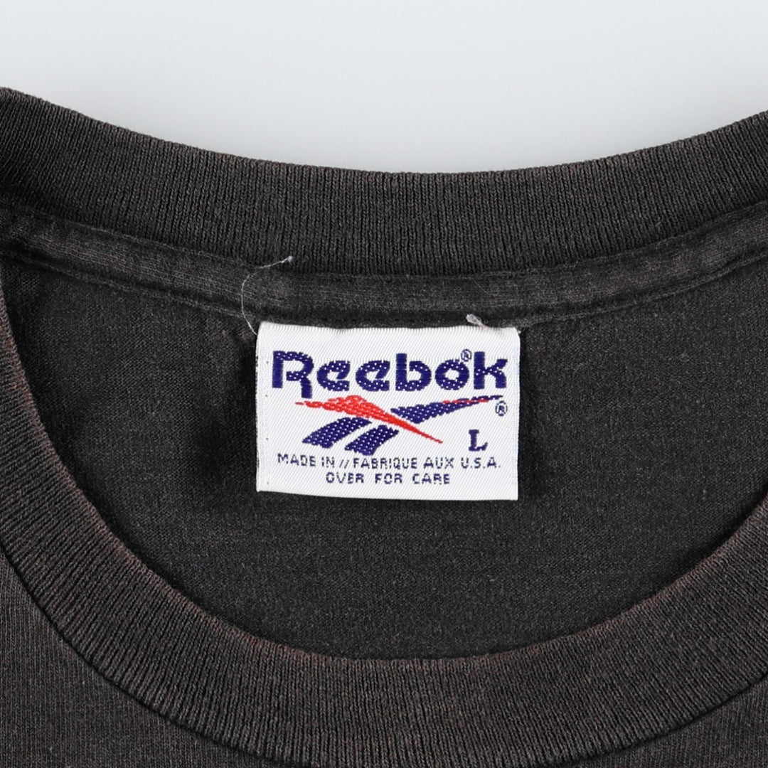90'S Reebok sports print t-shirt, made in USA, men's size L equivalent, vintage. cotton black type Vintage Second Hand