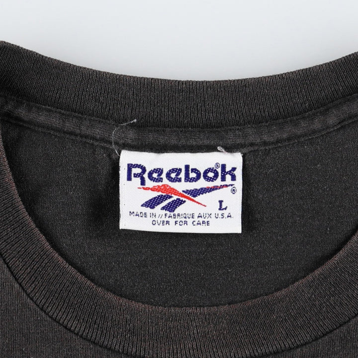 90'S Reebok sports print t-shirt, made in USA, men's size L equivalent, vintage. cotton black type Vintage Second Hand
