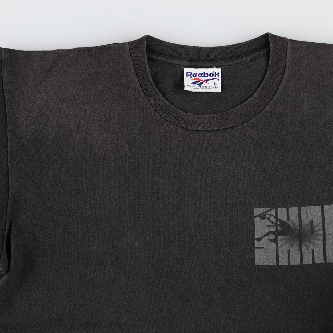 90'S Reebok sports print t-shirt, made in USA, men's size L equivalent, vintage. cotton black type Vintage Second Hand