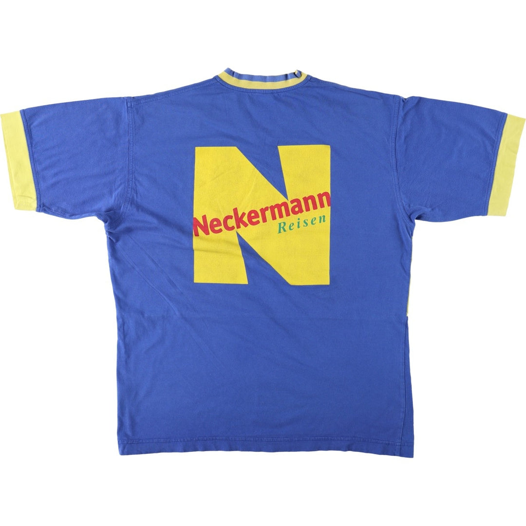 90'S Puma logo t-shirt, men's size M equivalent, vintage. cotton blue type Vintage Second Hand