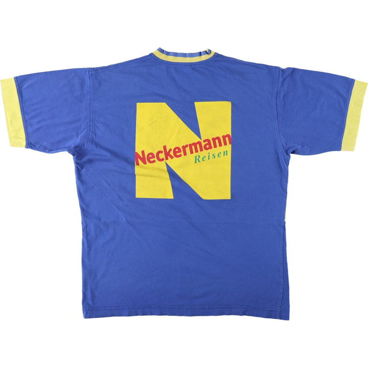 90'S Puma logo t-shirt, men's size M equivalent, vintage. cotton blue type Vintage Second Hand