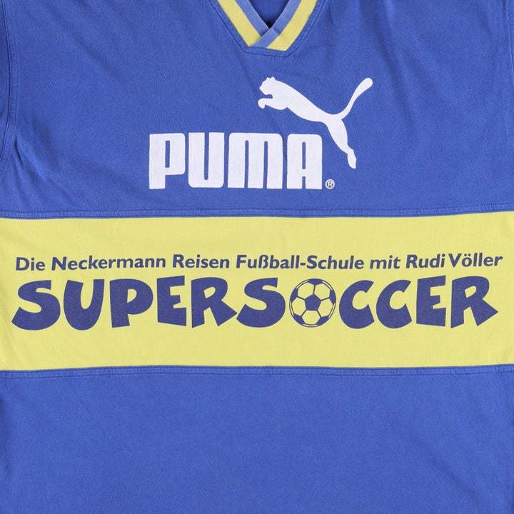 90'S Puma logo t-shirt, men's size M equivalent, vintage. cotton blue type Vintage Second Hand
