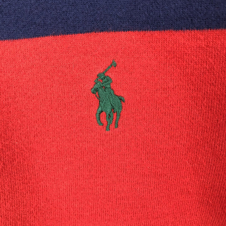 Ralph Lauren POLO by Ralph Lauren Striped Pattern Long Sleeve Rugby Shirt Men's Size L cotton red type Vintage Second Hand
